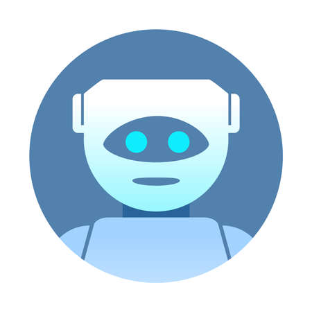Irtificial intelligence. Robot assistant. Chatbot icon. Flat vector.のイラスト素材