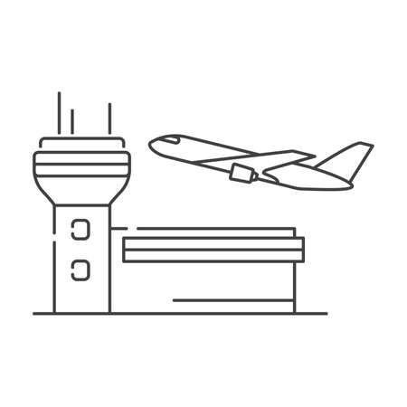 Airport and airplane icon.Air liner line art.のイラスト素材