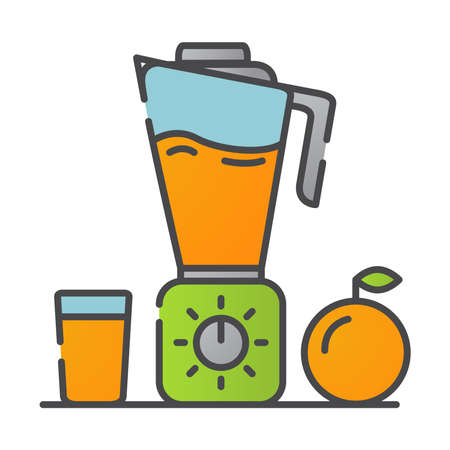 Icon blender and oranges. Flat vector illustration.のイラスト素材