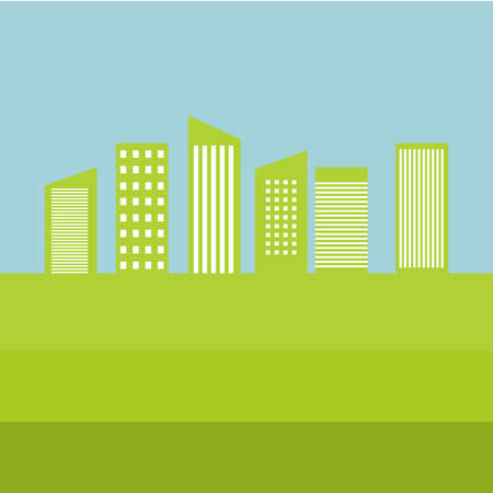 City environmentally ecology friendly citylandscape . Multystoried houses modern Urban settlement.のイラスト素材