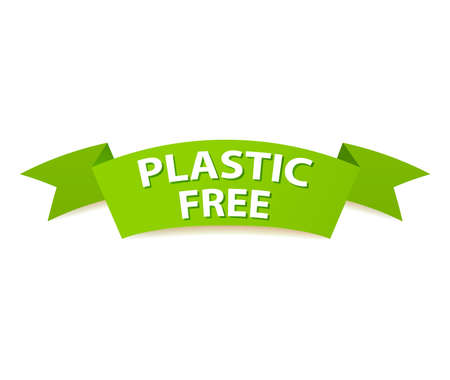 Plastic free eco friendly sign.Flat illustration vector.のイラスト素材