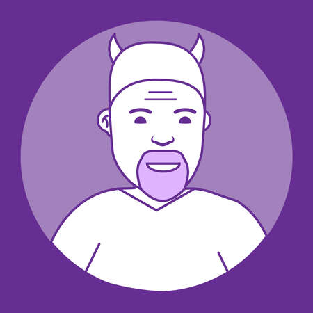 Icon man in carnival costume for Halloween. Flat line art.