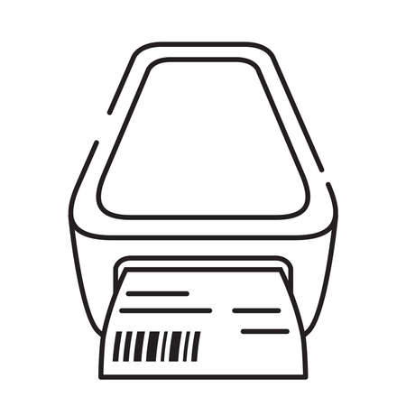 Icon bar code printer. Label printer Vector flat Check print.のイラスト素材