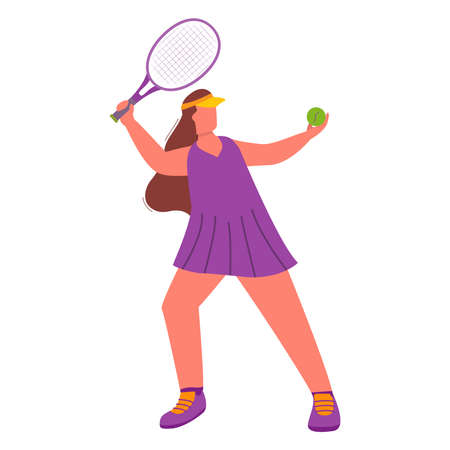 Woman tennis player with a racket.Sport game girl artoon character.のイラスト素材