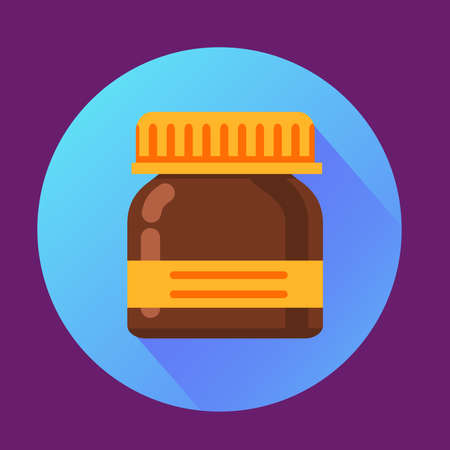 Medicine bottle icon.Pharmacy medication vector illustration in flat.のイラスト素材