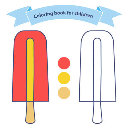 Frozen eskimo on a stick. Ice cream coloring book for children.のイラスト素材