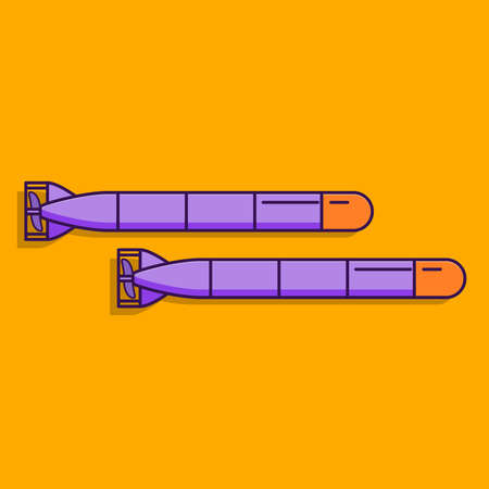 Torpedo sea weapon.Flat illustration line art vector.のイラスト素材