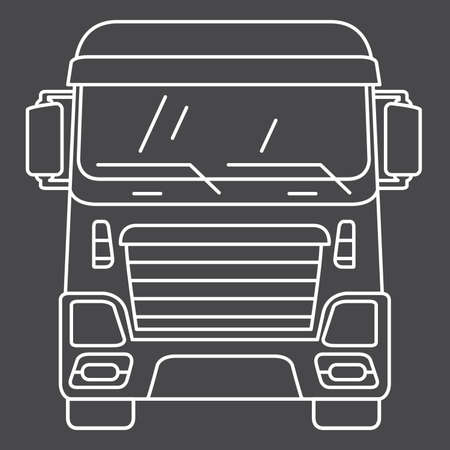 Cargo cabin truck front view.Icon for delivery services.のイラスト素材