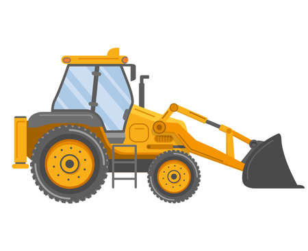 Yellow bulldozer tractor. Construction machine. Manufacturing Equipment.