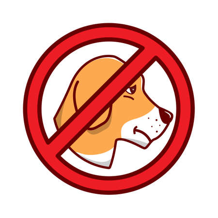 No dog sign.Pet animal beagle.Cartoon character silhouette.のイラスト素材