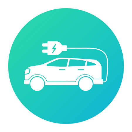 Electric car icon.Eco concept vehicle.Side view. Plug-in electric automobile.のイラスト素材