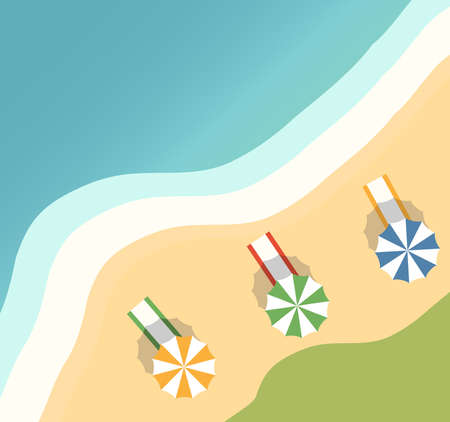 Vector a banner with an landscape beach.op view of the island paradise.のイラスト素材