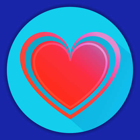 Icon with a red heart on a blue background. A romantic element of design for St. Valentine s Day.のイラスト素材