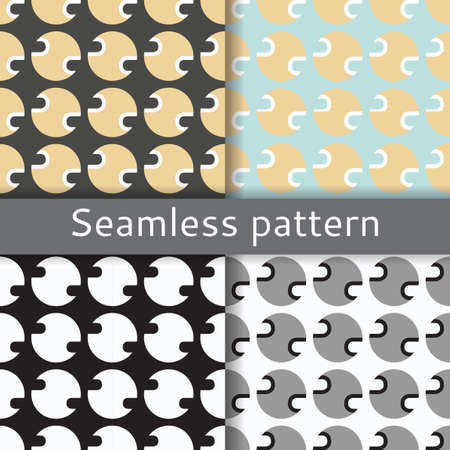 Seamless ornament from circles white, blue, black and beige.のイラスト素材