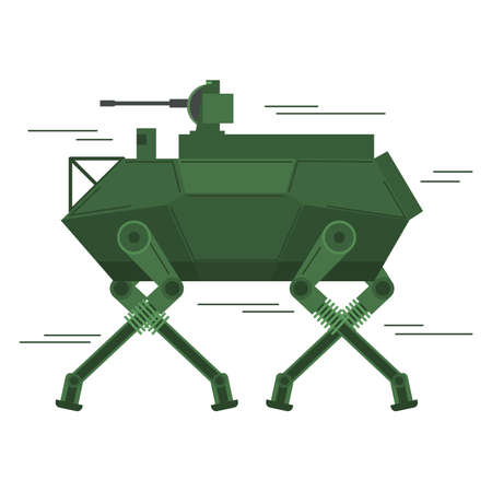 The fighting army military robot freight with a machine gun. Transport and combat car.のイラスト素材