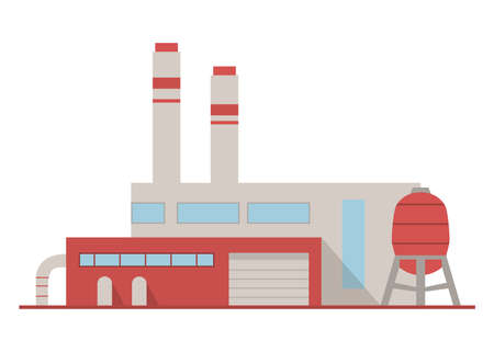 Modern plant. Factory building with pipes. Industrial architecture.のイラスト素材