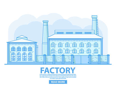 Factory building.Industrial factory concept. Old vintage plant.のイラスト素材