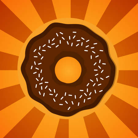 Donut flat vector illustration.Glazed cool donuts with topping.のイラスト素材
