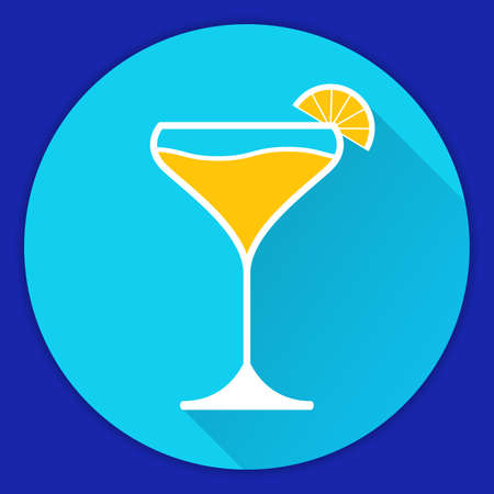 Alcoholic cocktail drink in a wine glass with a tubule and an umbrella.のイラスト素材