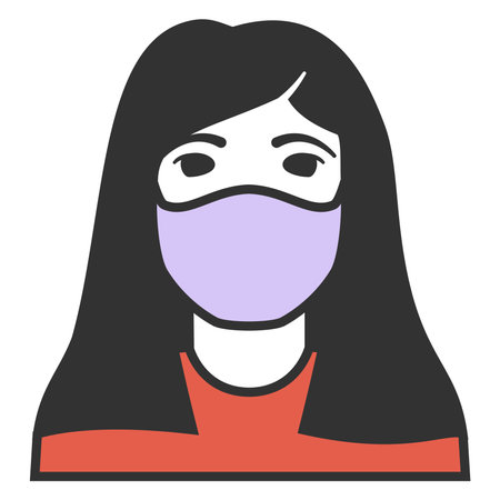 Woman in face mask to prevent disease COVID-19.のイラスト素材