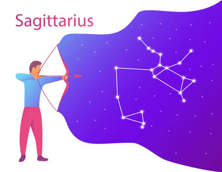 Sagittarius constellation zodiac sign.A man with a bow and arrow.のイラスト素材
