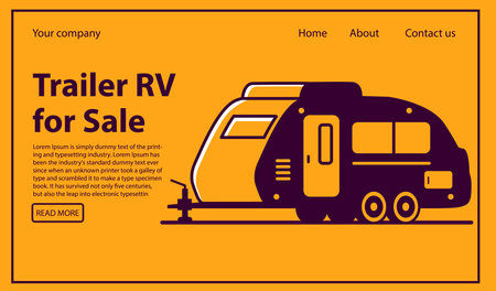 Rv camper trailer purchase.Truck camper sale.Travel trailers.Motorhome caravan car.のイラスト素材