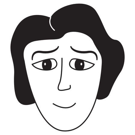 Sketch cute girl smiling.Doodle cute face.Hand-drawn line female.のイラスト素材