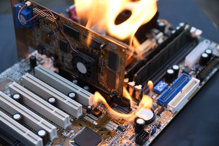 Desktop Computer Burned Damage CPU GPU video card, memory, chip , cooler