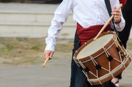 Drums player in group at parties in Spainの写真素材