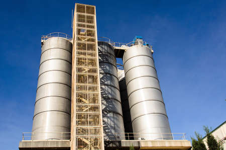 Industrial technology building on the sky background.