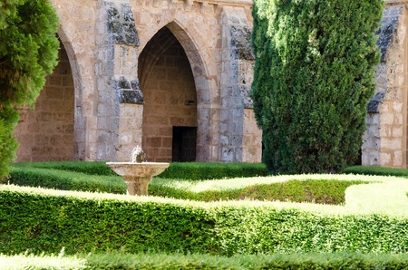 Courtyard of the famous Monasterio de Piedra in Nuevalos, Spain.の写真素材