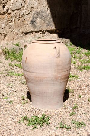 Clay jug, old ceramic in the Monasterio de Piedra.の写真素材