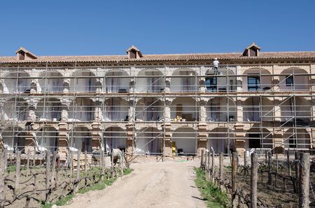 Facade restoration residence in Monasterio de Piedra, Spain.の写真素材
