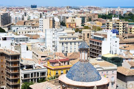 Areal view, as seen from the miguelete, on the streets in Valenciaの写真素材