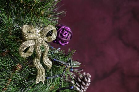 Decorated Christmas tree, sparkling and fairy backgroundの写真素材