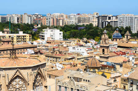Areal view, as seen from the miguelete, on the streets in Valencia