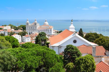 Aerial view of Lisbon from Sao Jorge Castle, Portugal, Europe