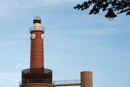 Lighthouse on a sunny day with blue skyの写真素材