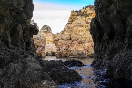 A view of beach Algarve region, Portugalの写真素材