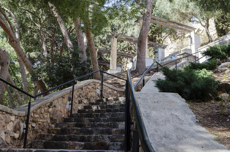 Stone stairs leading up to exit