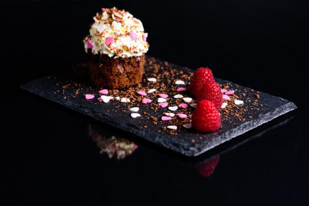 Chocolate caramel cupcakeの写真素材