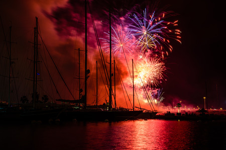 Fireworks firing up into the sky