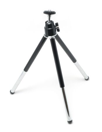 Mini desktop tripod isolated on white backgroundの写真素材