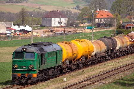 Freight train passing the countryside