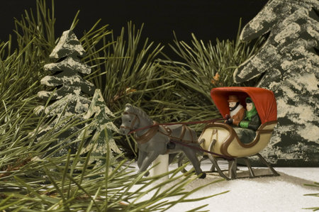 Horse drawn sleigh winter still life