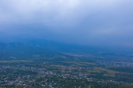 Almaty city from a bird's-eye view. Photo taken from a quadcopterの写真素材