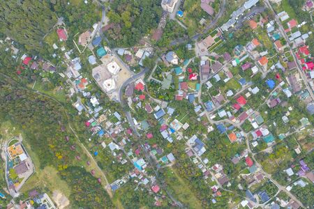 Almaty city from a bird's-eye view. Photo taken from a quadcopterの写真素材