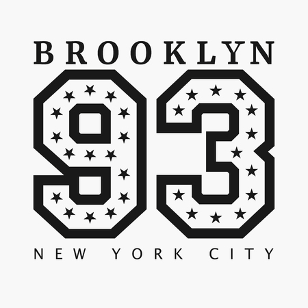 Brooklyn, New York. Design clothes, t-shirts. Sports graphics with number for print. Vector illustration.のイラスト素材