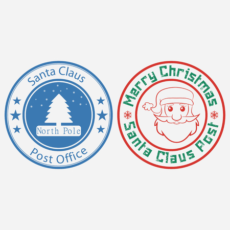 Christmas stamp. Seal the envelope with a letter from Santa Claus. Vector illustration.のイラスト素材