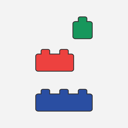 Plastic building blocks, colored constructor toy. Vector illustration.のイラスト素材